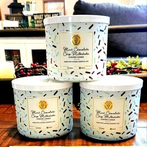 Set of 3 Mint Chocolate Chip Milkshake candles